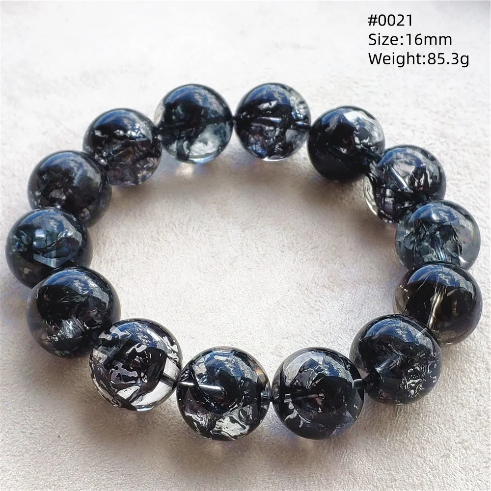 Natural Black Herkimer Diamond Bracelet Clear Round Beads Jewelry Rae Rutilated Quartz Woman Man Jewelry AAAAAAA