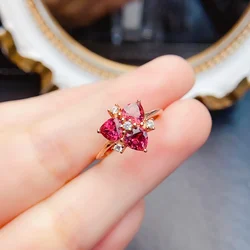 FS Fashion 5mm Natural Garnet Inlay S925 Sterling Silver Ring With Certificate Fine Charm Weddings Jewelry for Women MeiBaPJ
