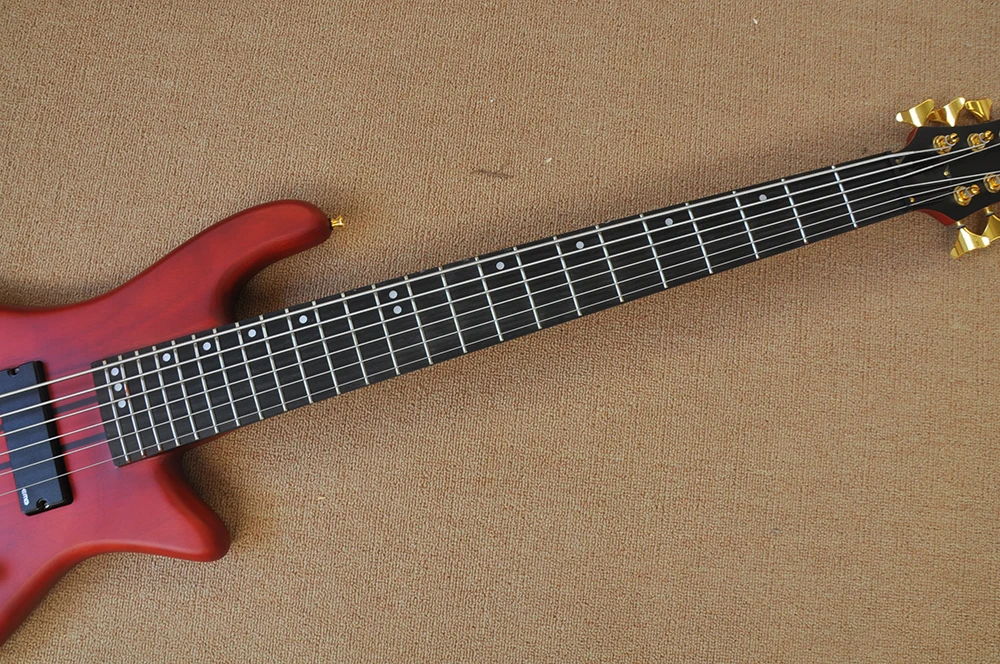 6 Strings Neck Thru Body Electric Bass Guitar with Active Circuit,Gold Hardware,Rosewood Fretboard,Can be Customized