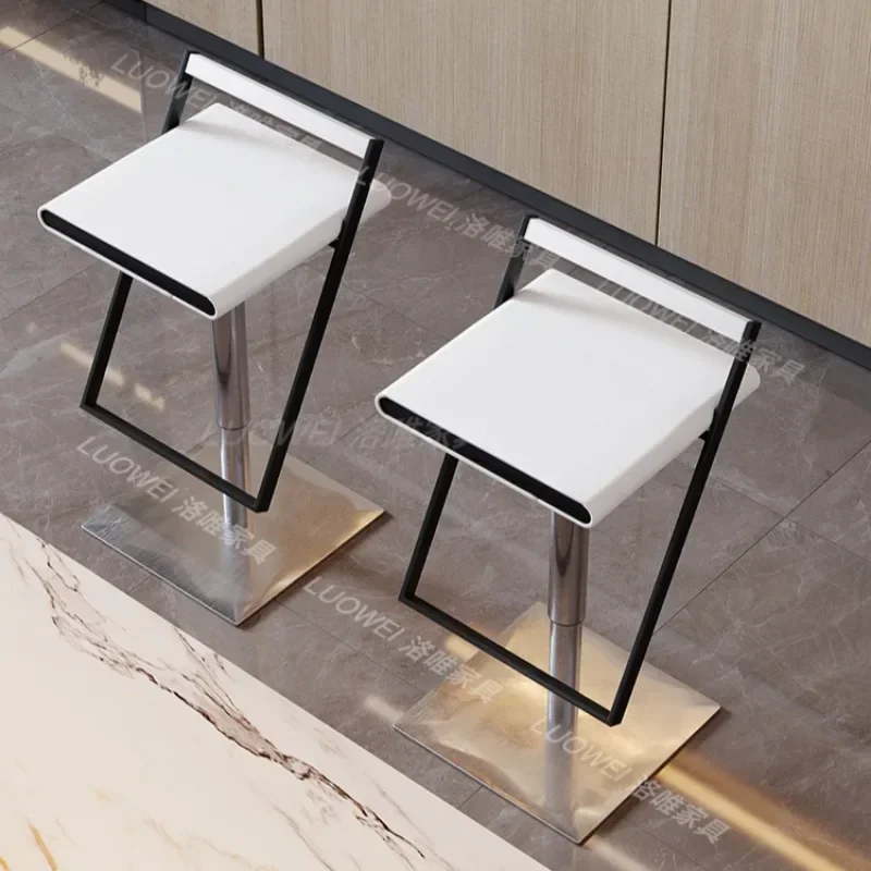 

Luxury Stainless Steel Bar Stools Vanity White Swivel Adjustable Height Bar Chairs Ergonomic Relaxing Sillas De Bar Furniture