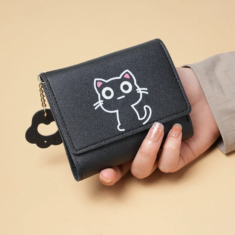 New Cartoon Cute Wallet Female Short Cat Girl Small Wallet Wallet Female Soil Wallets New Women's Foldable Wallets