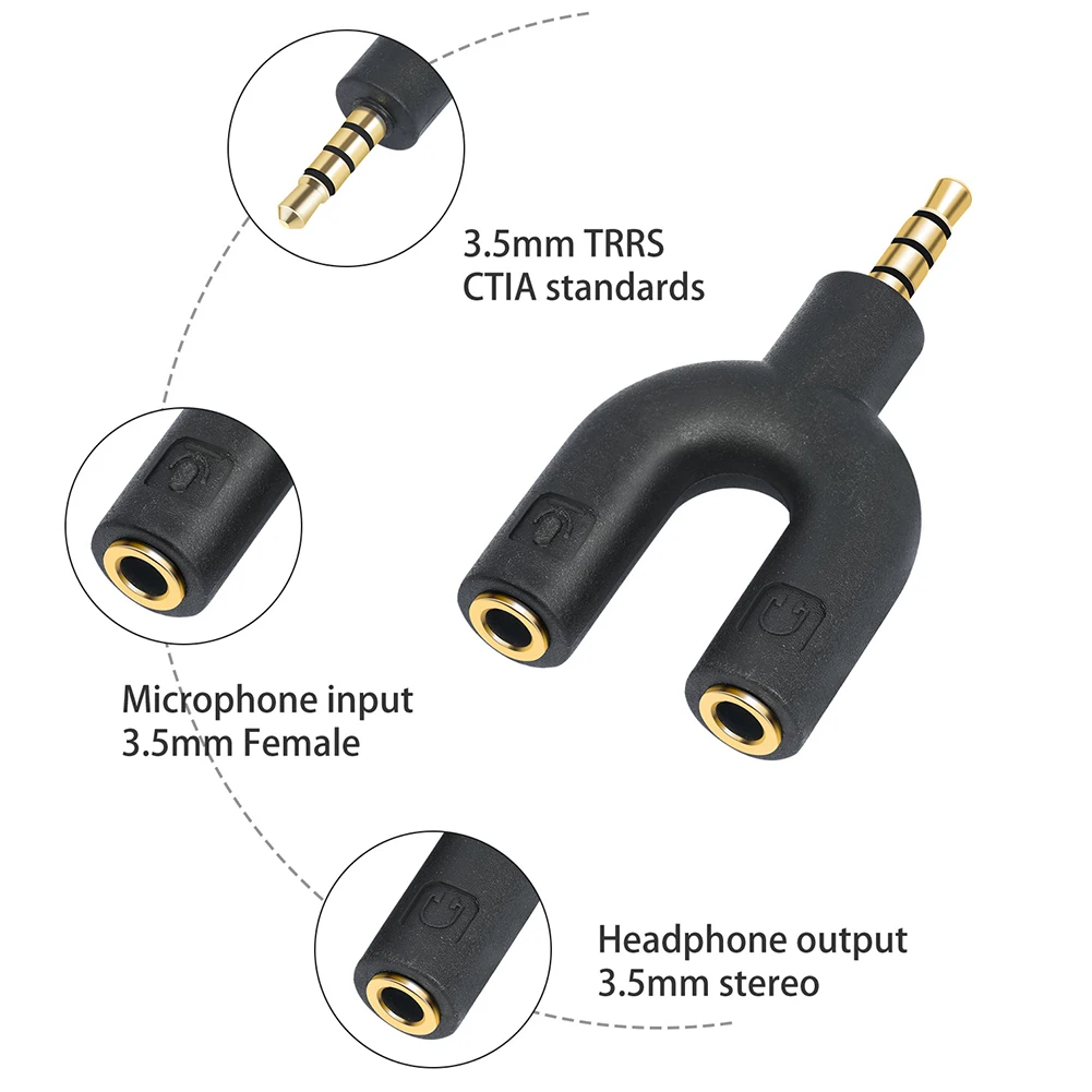2 в 1, переходник для наушников, 3,5 мм