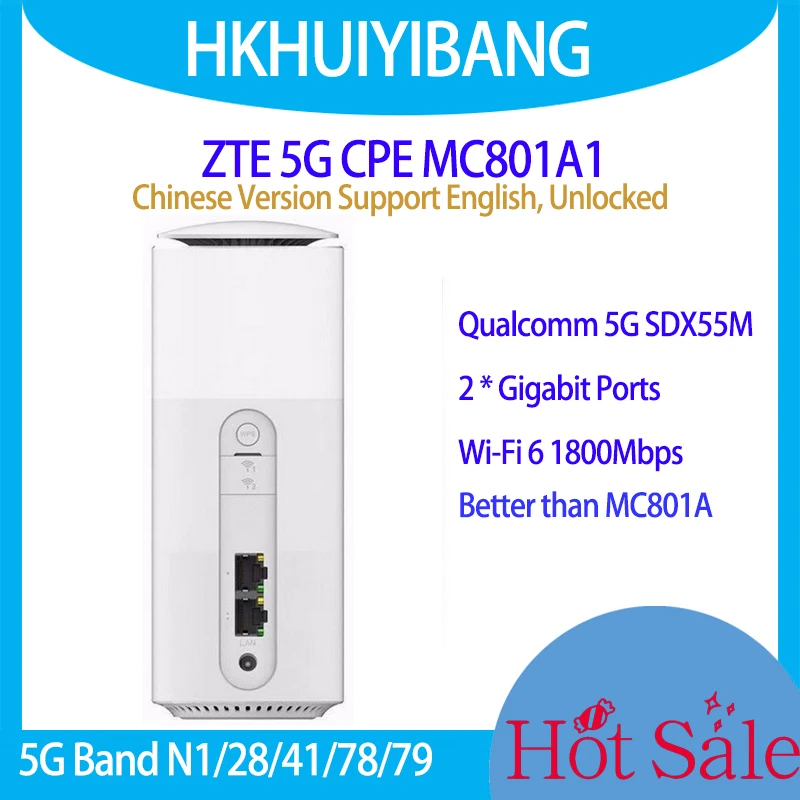 Unlocked ZTE 5G Home CPE MC801A1 SDX55 Chipset Dual Band WiFi 6 Router 5G 4G LTE CAT22 AX1800 Wireless Modem Office Gigabit Sim