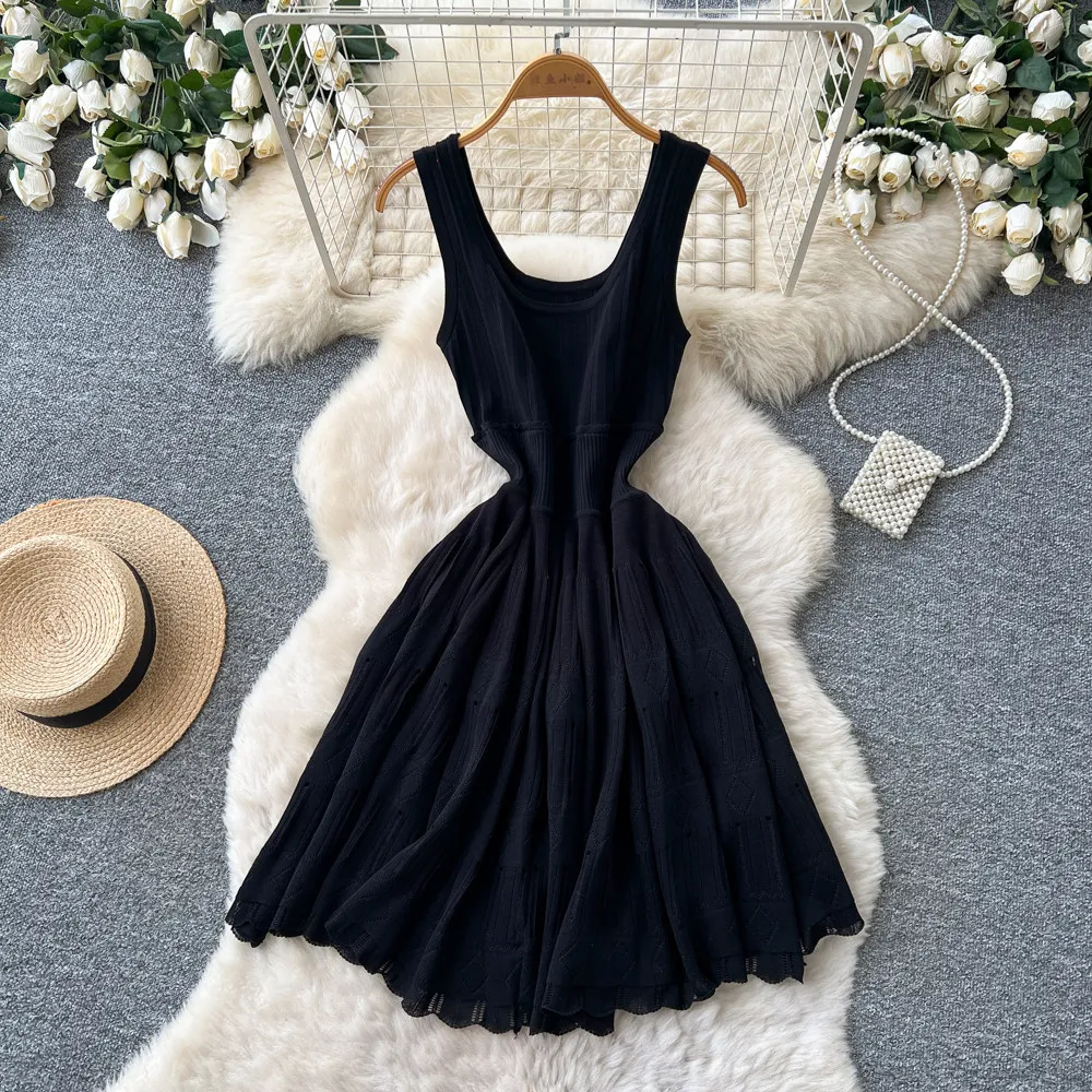 

Short Dress Women Dresses A Line Vestidos Y2k Streetwear Sleeveless Tight Waist Hollow Out Elegant Splice Party Night Work 2026