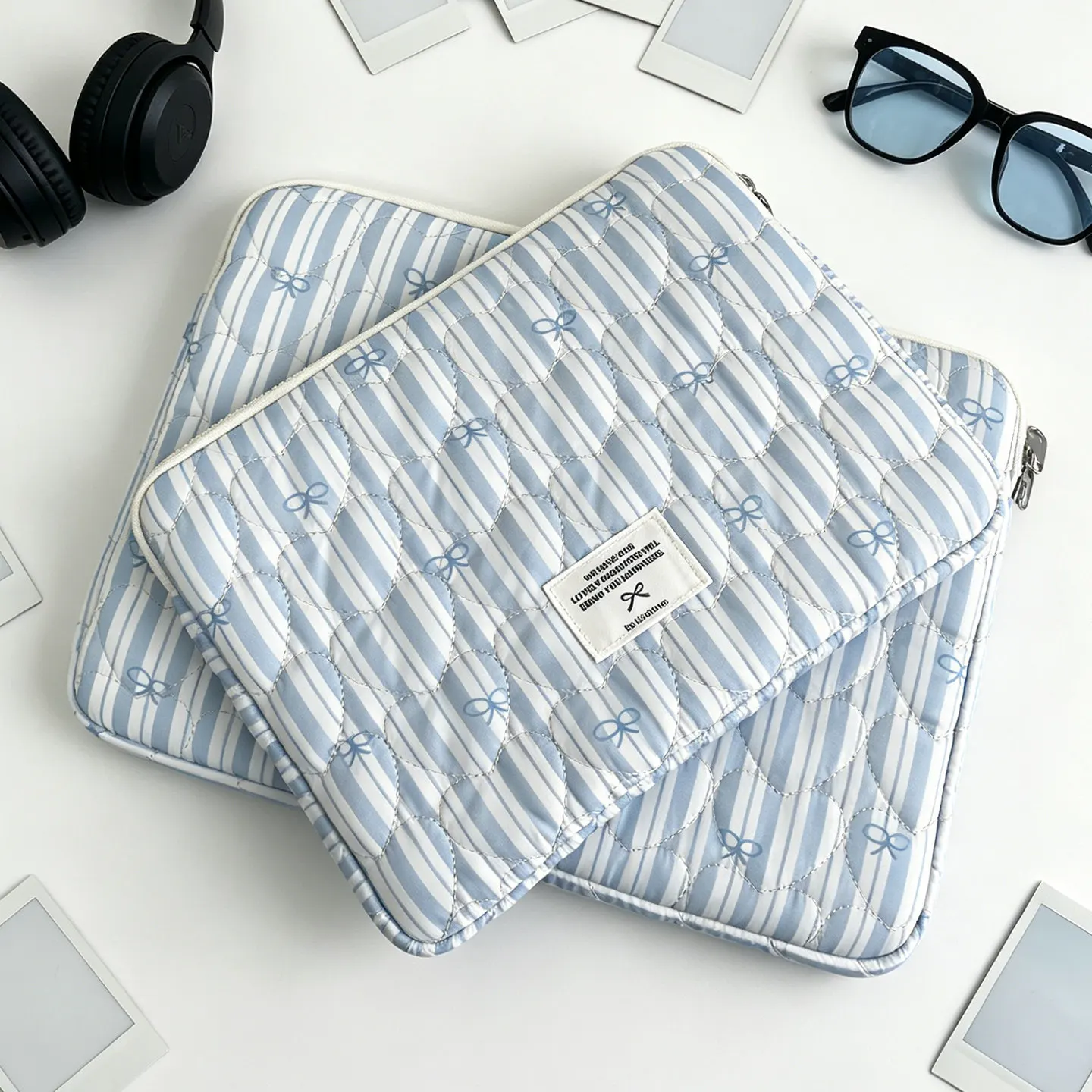 Quilted Shockproof Laptop Sleeve Aesthetic Tablet Notebook Protective Carrying Case 11 13 14 15 15.6 16 Inch Cute Bag for Girls