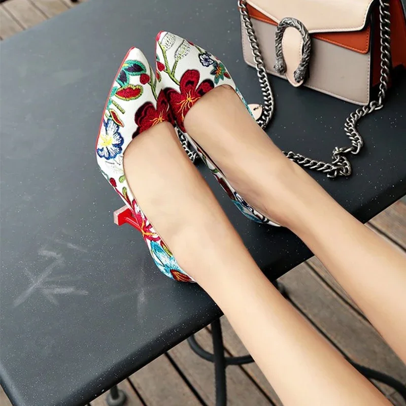 Print Random Sexy High Heels Shoes Women Shallow Dress Shoes 2024 Summer New Fashion Pointed Toe Shoes Party