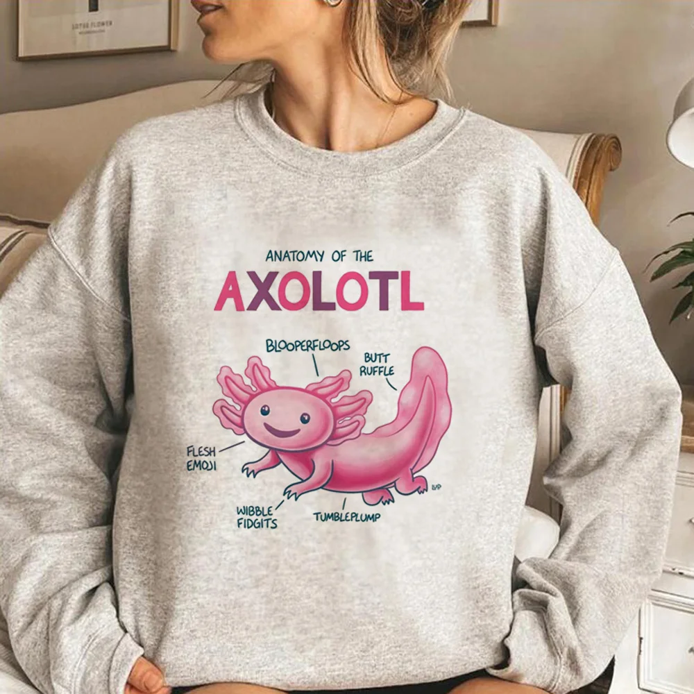 

Женские толстовки Ajolote Axolotl 2023, забавный топ с длинными рукавами и графическим принтом, женская зимняя одежда