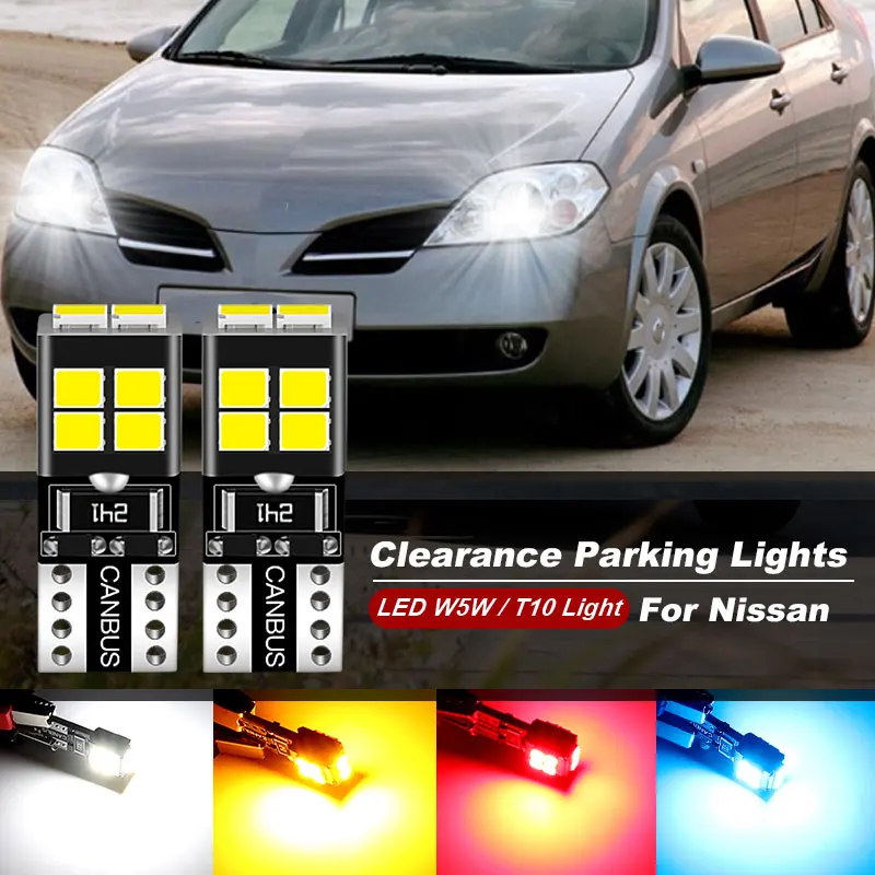 

2PCS For Nissan Primera P11 WP11 Sedan Hatchback Wagon Traveller 1997-2001 T10 W5W LED Bulbs Car Parking Light Clearance Lights