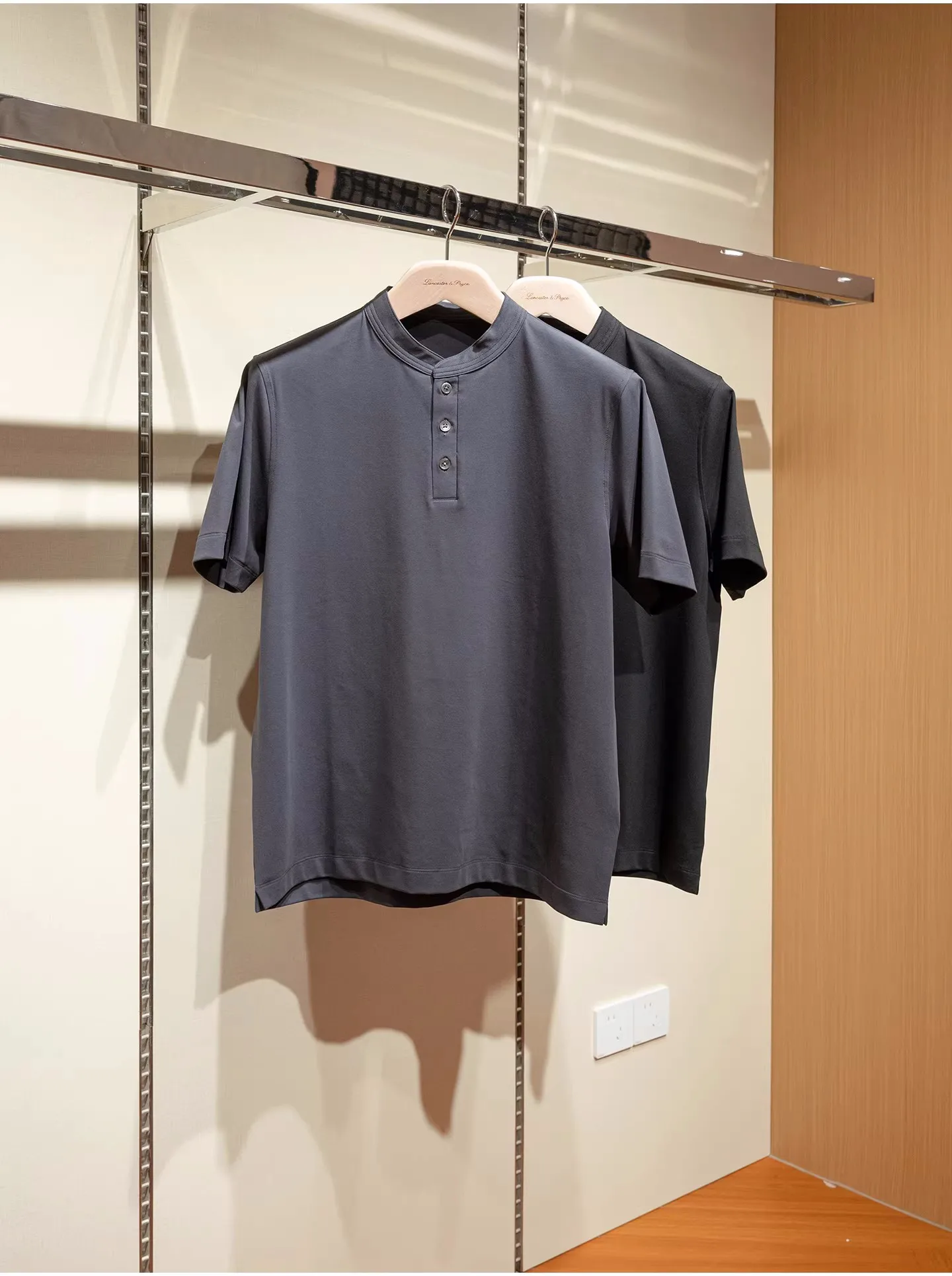 High end SUPIMA cotton summer men's casual Henry collar short sleeved T-shirt