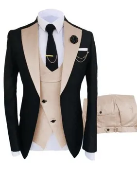 New Costume Homme Popular Clothing Luxury Party Stage Men's Suit Groomsmen Regular Fit Tuxedo 3 Peice Set Jacket+Trousers+Vest 4 New Costume Homme Popular Clothing Luxury Party Stage Men's Suit Groomsmen Regular Fit Tuxedo 3 Peice Set Jacket+Trousers+Vest 4