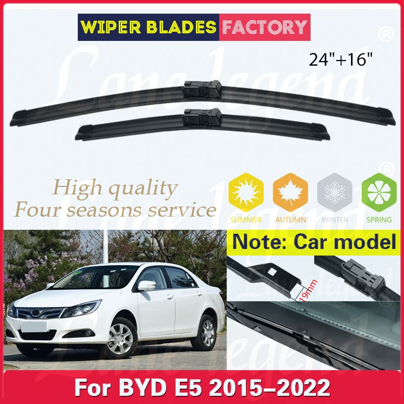 

2PCS For BYD E5 2015 - 2022 Front Wiper Blades Windshield Windscreen Window Cutter 2018 2019 2020 2021 24"+16" Car Accessories