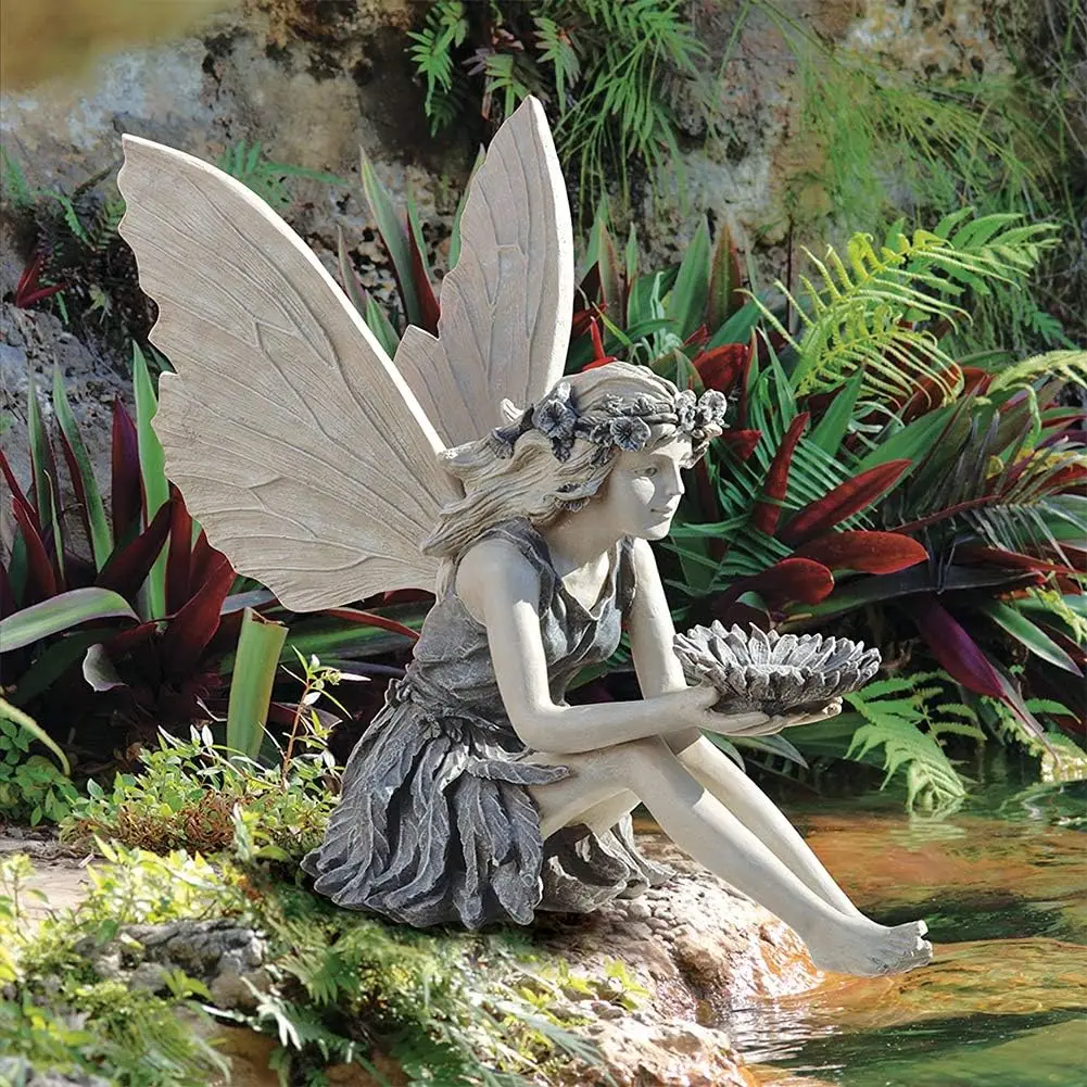 

Fairies and Elves Figurines Decoration, Sitting Fairy Garden Ornament, Garden Decoration Figurines Resin Elves Sculpture Fairy F