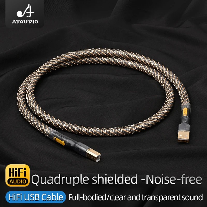 Kabel HiFi USB o wysokiej czystości, posrebrzany, bezszumowy, A-B A-C C-B C-C Jack profesjonalny kabel Audio do miksera