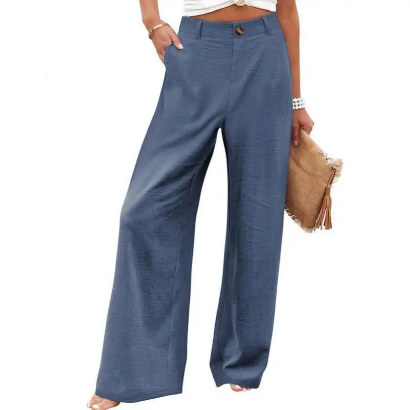 

Loose Cotton Linen Casual irt Pants High Waist Women's Sle Straight Leg Pants Korean Version Neutral G