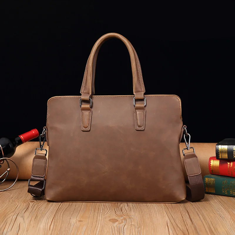 Herren Handtasche Schulter Aktentasche PU weiches Leder Computer Aufbewahrung Geschäftsreise Freizeit große Kapazität Umhängetasche