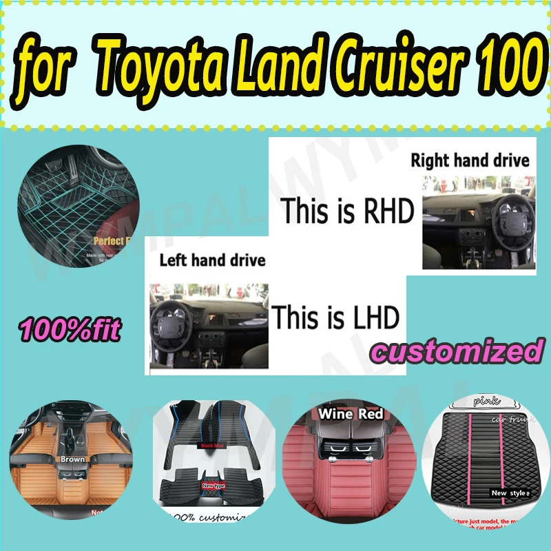 

LUXURY Custom Auto Luxury Leather Car Floor Mat For Toyota Land Cruiser 100 2002 2003 Car Mat Full Set