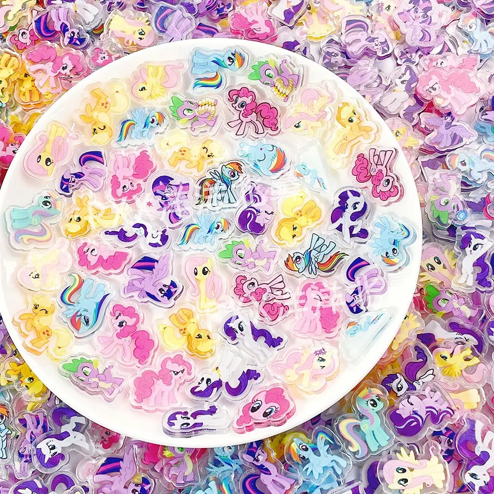 My Little Pony Material 2Cm Single Layer Acrylic Anime Cartoon Diy Phone Case Flowing Hemp Keychain Pendant Accessories Gifts