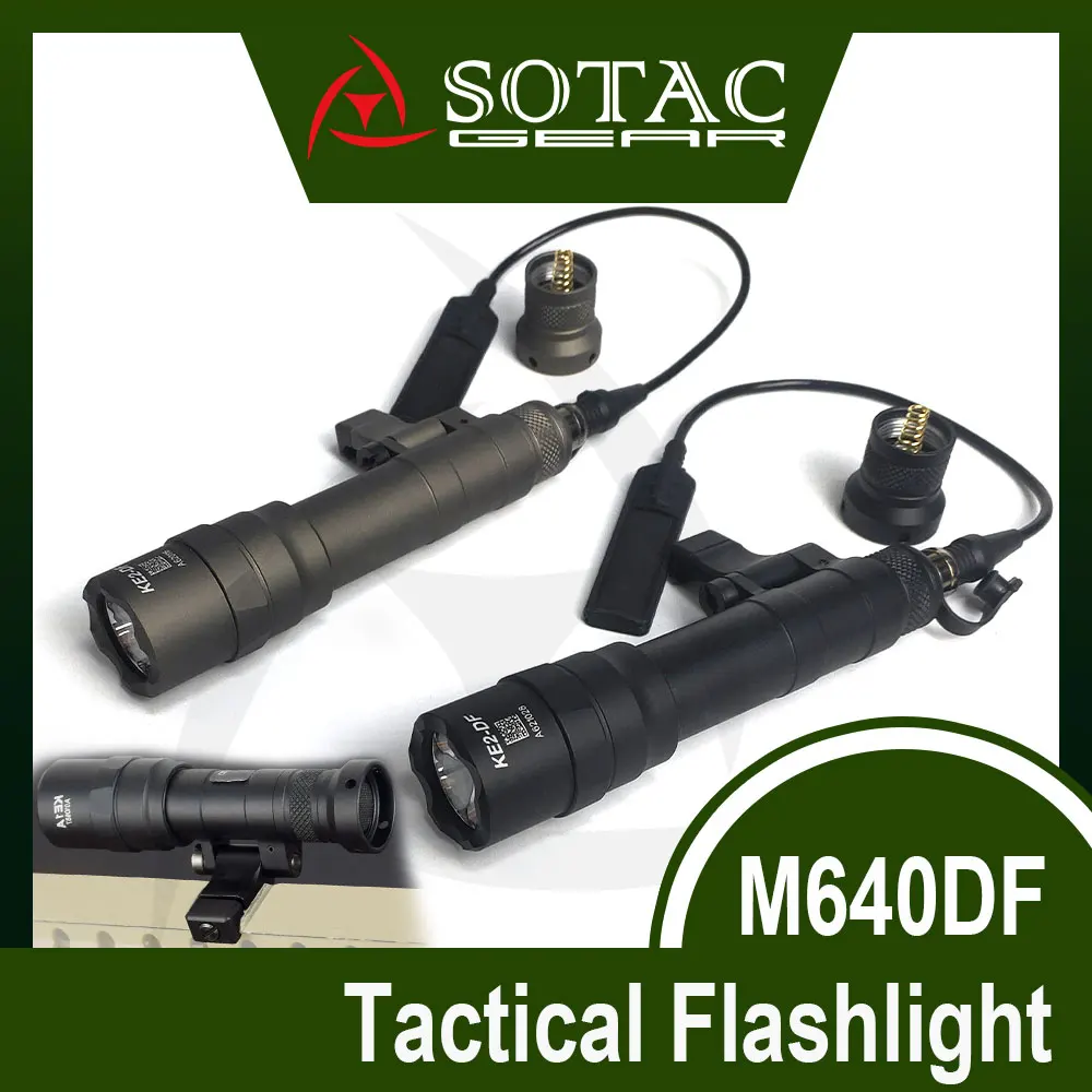 

Tactical Weaponlight M640DF Flashlight 1200ml High Lumens LED White Scout Light Remote Pressure Switch Fit 20mm Rail SOTAC-Gear
