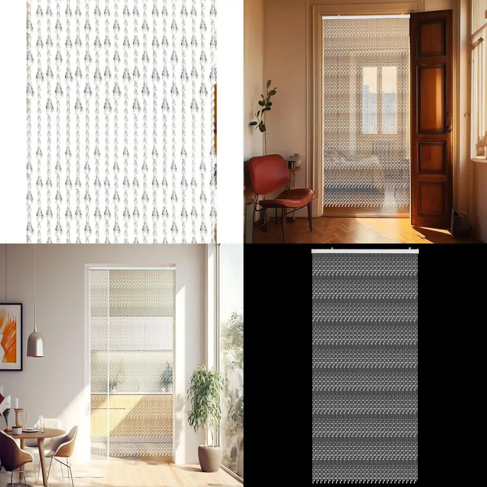 Acrylic Beaded Door Curtain, 81 Strands, 35.5 x 79, Raindrop Design, Room Divider for Home Decor