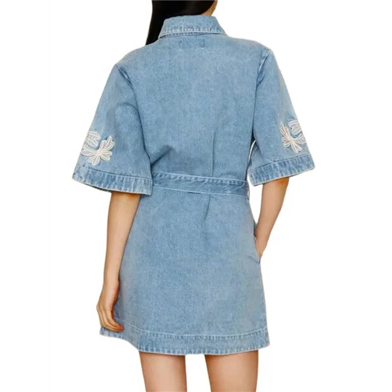 AOAO – Vestido feminino floral de algodão e linho com amarração e gravata boêmia para praia (com cinto)