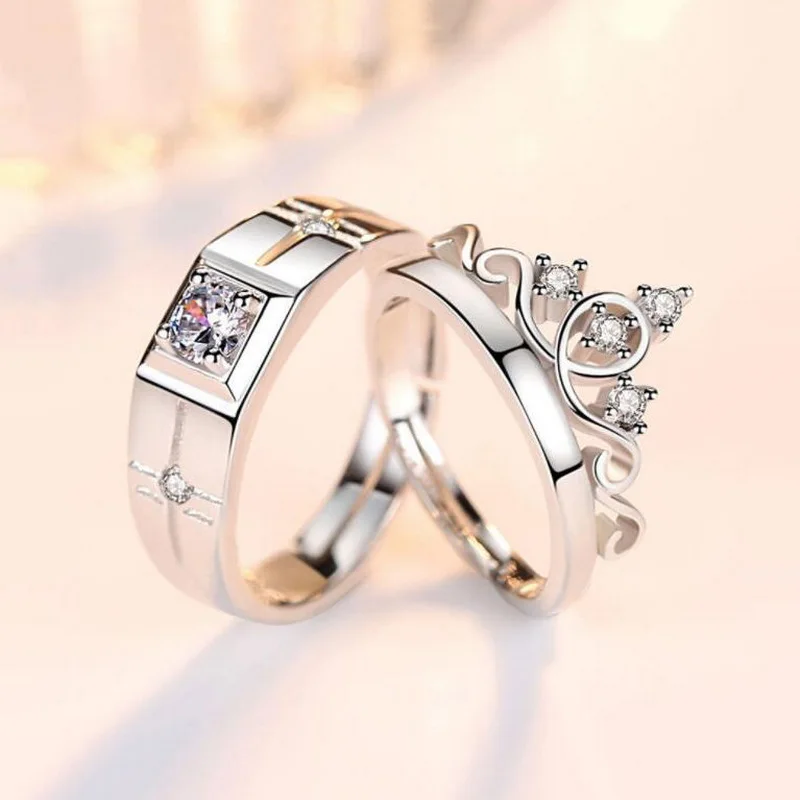 2Pcs Silber Farbe Luxus Zirkon Paar Ringe Für Frauen Für Immer Endlose Liebe, Verlobung, Hochzeit Bands Ring Valentinstag Geschenke – Detail 16