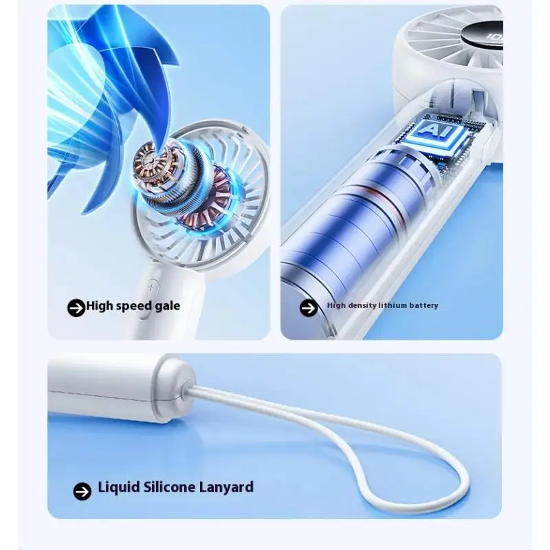 Handheld Fan with Smart Digital Display 100-Speed USB Rechargeable-Essential for Outdoor Activities Perfect Gift