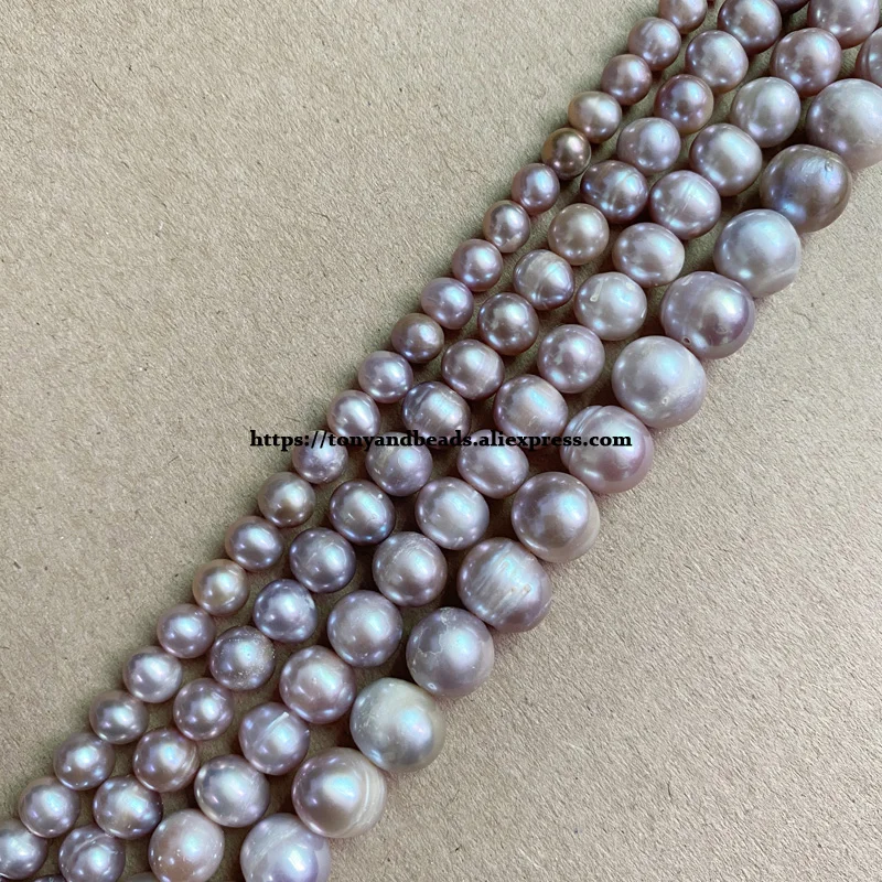 A Quality Genuine Natural Fresh Water Pearl Purple Color Punch Loose Beads 15