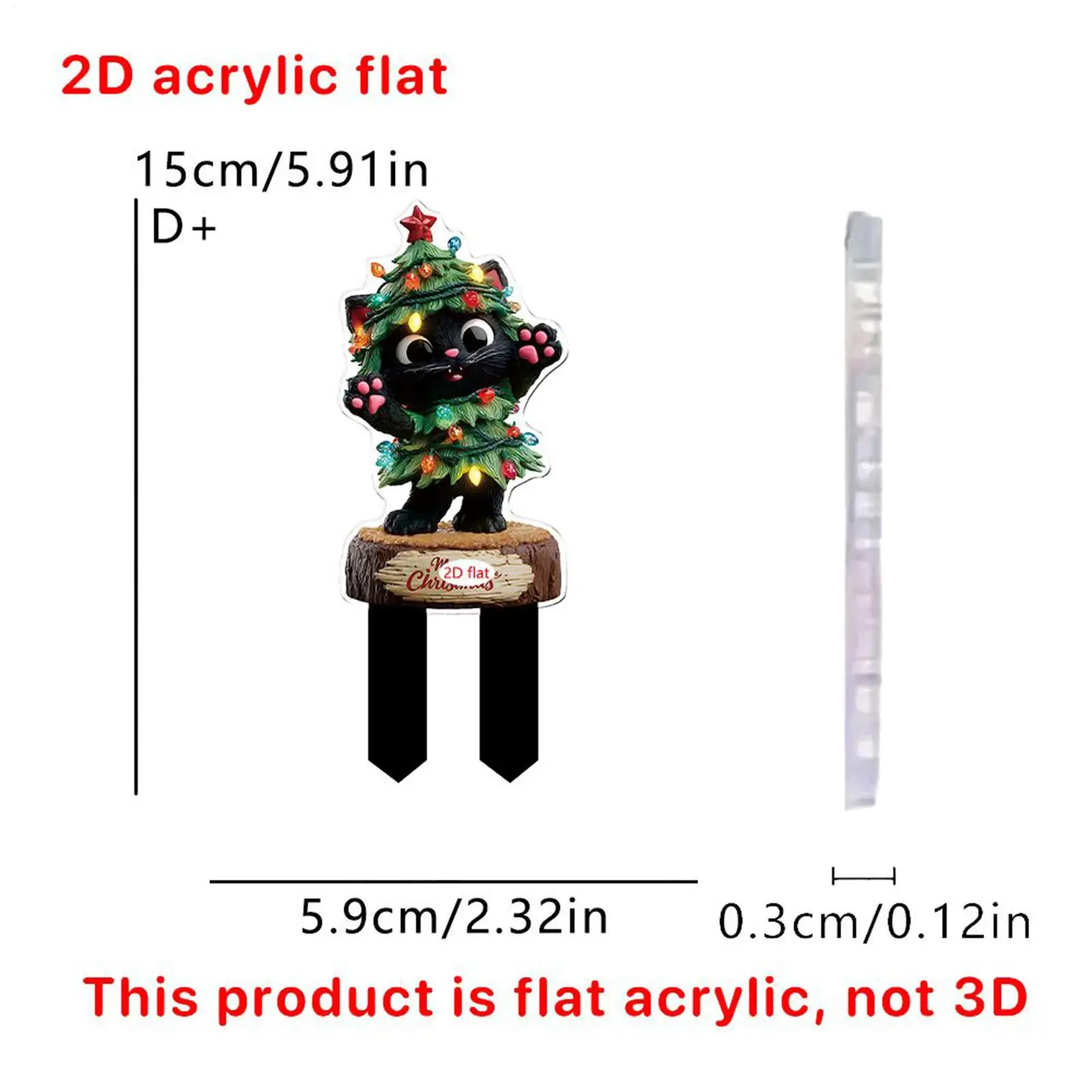 Estacas de jardín navideñas, estacas decorativas de jardín para decoración navideña, suministros de fiesta acrílicos planos 2D para maceta, maceta