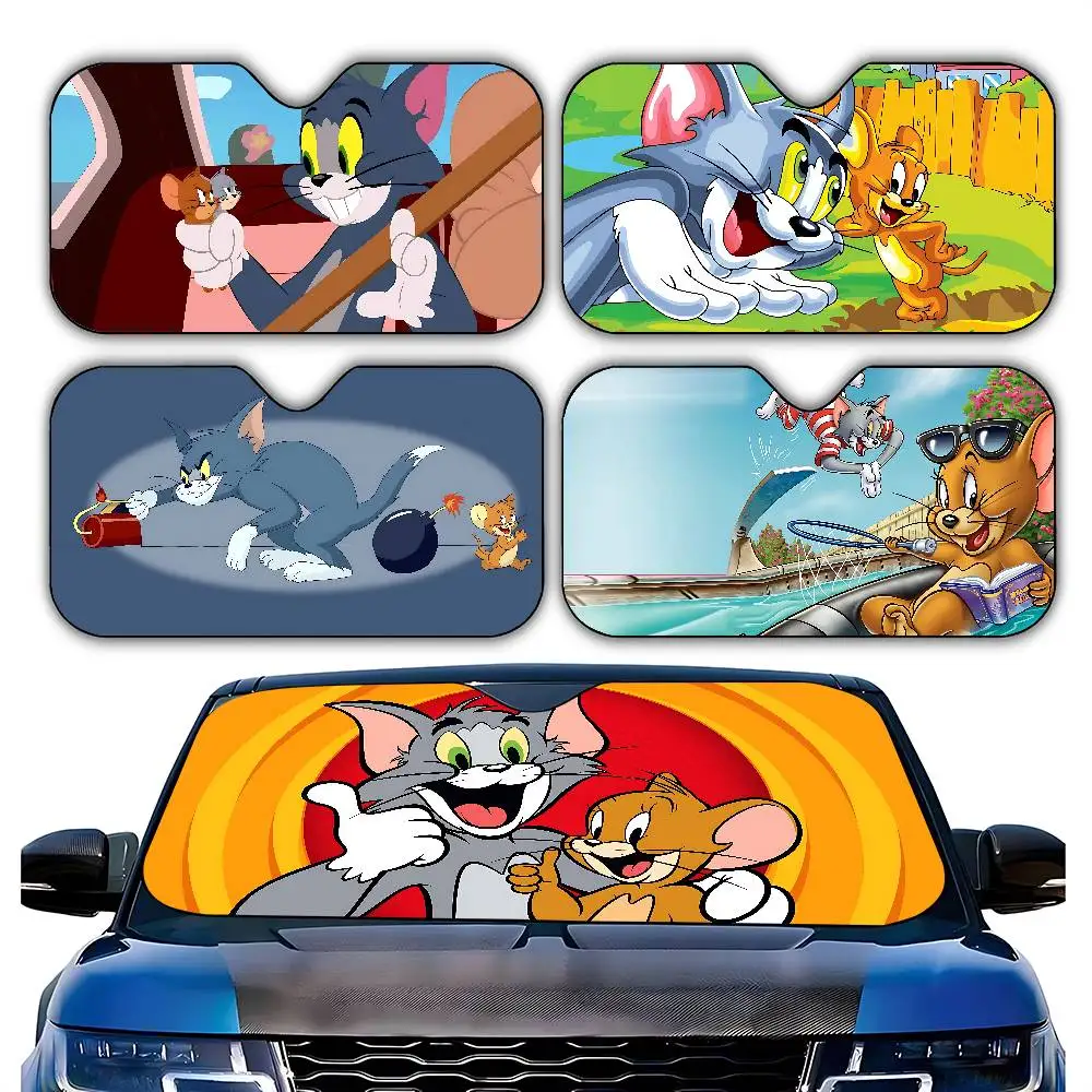 

Animated T-Tom And J-Jerry Car SunShade Car Lightweight Windshield Universal Fit Folding Sun Shield Visor Covers