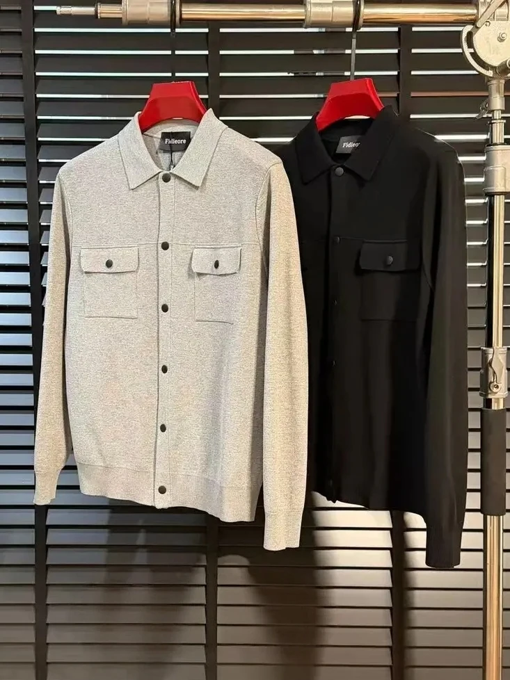 

Высококачественный модный повседневный вязаный кардиган-пальто для мужчин на весну-осень с отложным воротником, универсальный, стильный