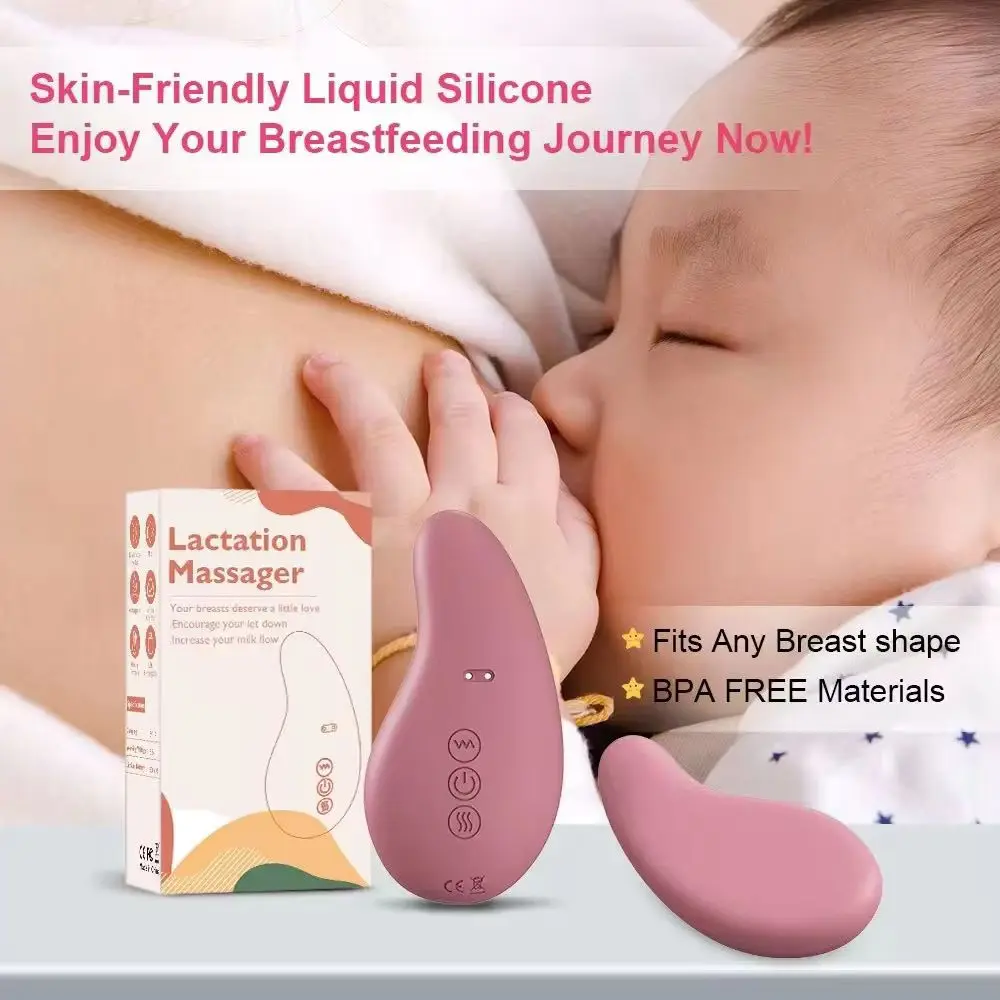 

Warming Lactation Massager Soft Silicone Breast Massager for Breastfeeding Heat + Vibration for Clogged Ducts Improved