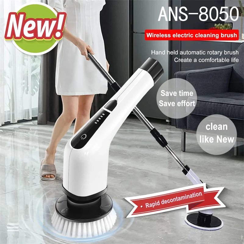 7 In 1 Cordless Electric Cleaning Brush Long Handle Retractable Home Bathroom Toilet Floor Brush Electric Mop Cleaning Tool