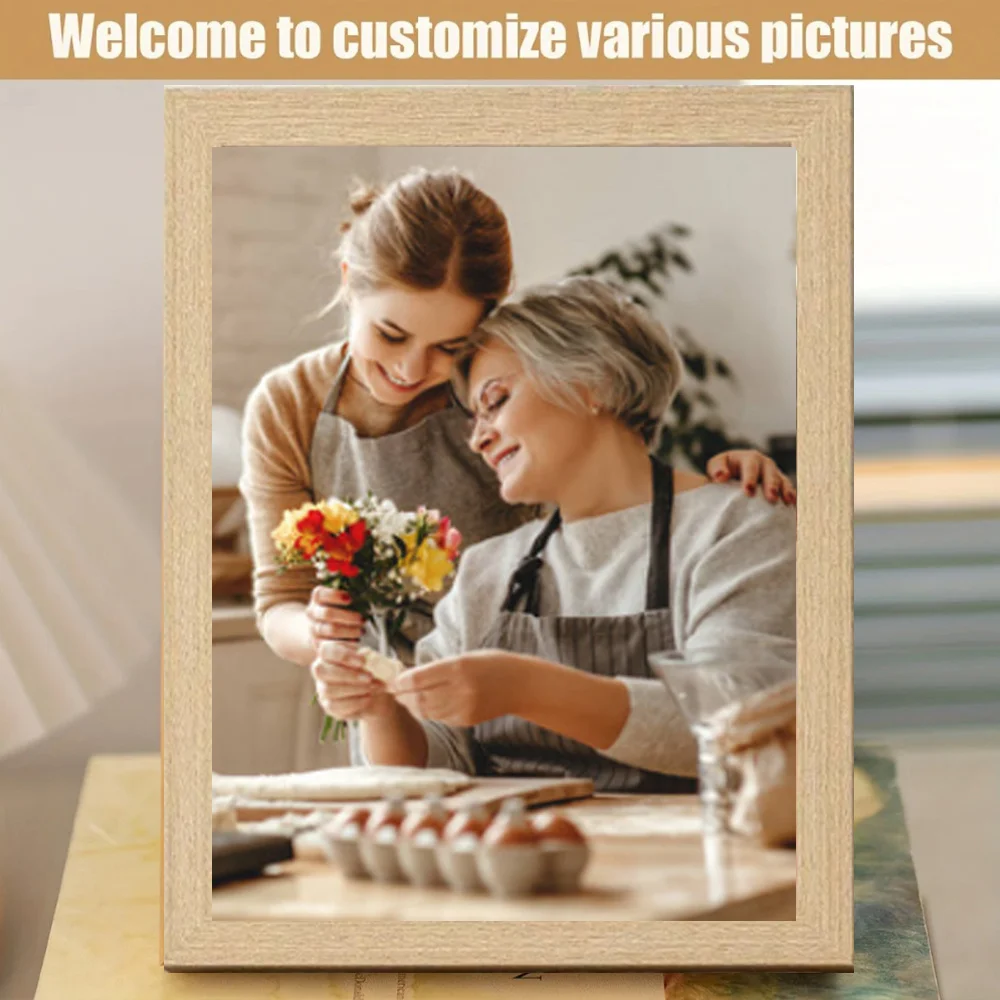 Personalized Photo Poster with Frame Couple Lover Weding Birth Date Custom Wall Art Print Memorial Mother'S Day Valentine'S Day