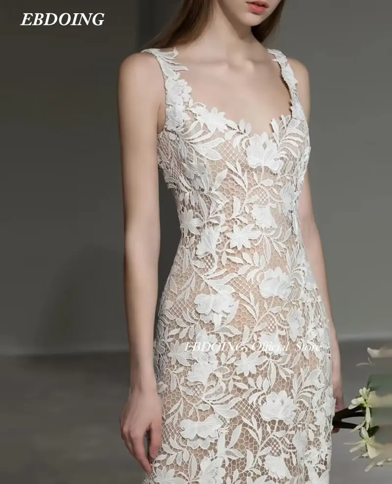 Il più nuovo elegante abito da sposa guaina per pizzo da sposa con apertura sul retro su misura Plus Size abito da sposa Vestidos De Novias