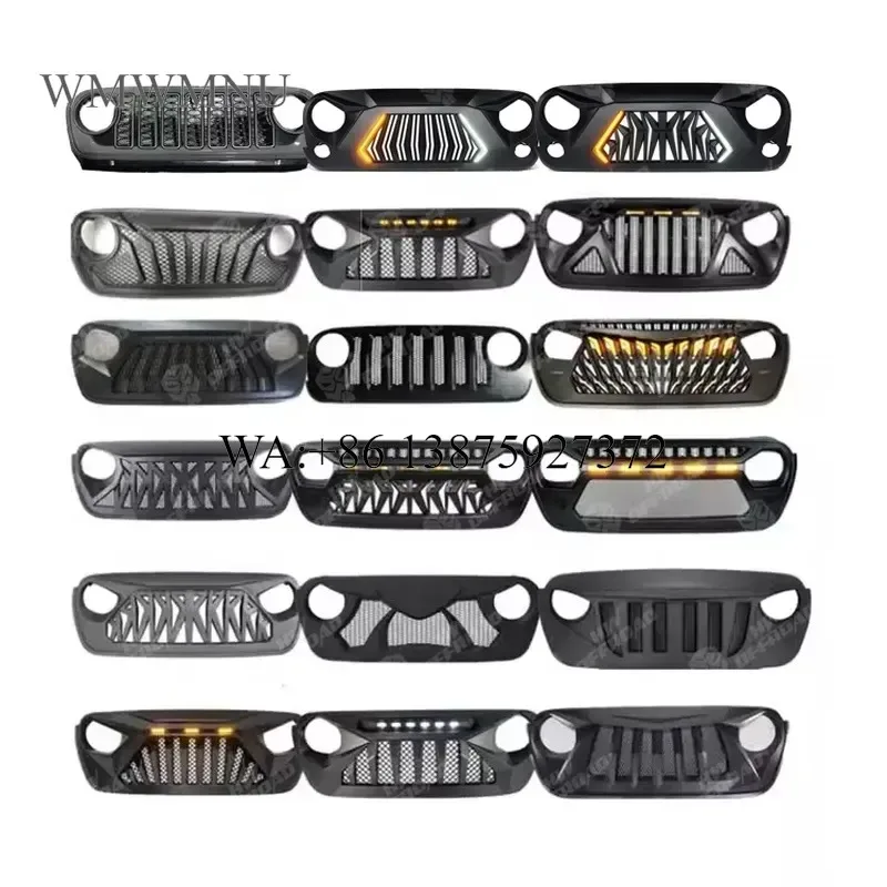 Wmwmnu Shark Style Front Bumper Grille with LED for Wrangler JK JL Gladiator JT 2024 4x4 Accessories