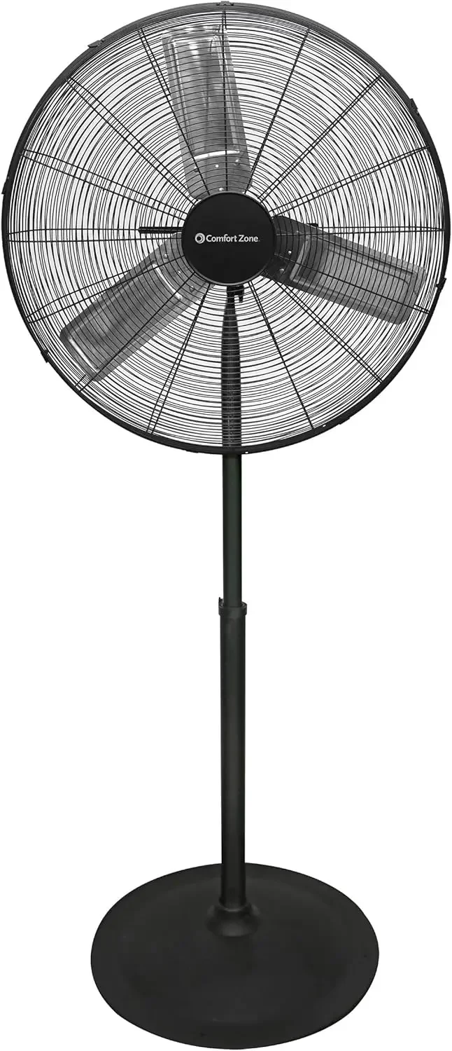 Industrial Pedestal Fan, 30 inch, 3 Speed, High Velocity, Adjustable Height 56” to 76”, Metal, Meets OSHA Standards