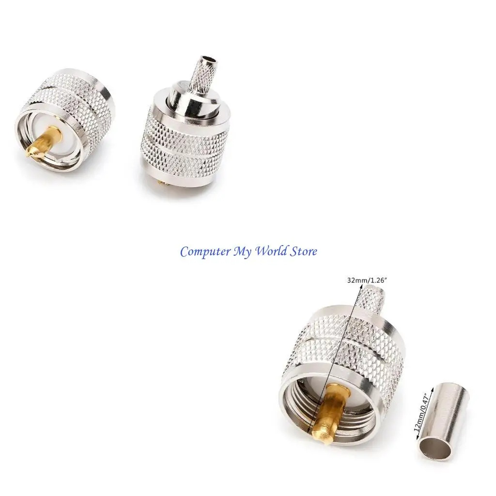 

10PCS UHF Male PL259 Plug Crimp RG58/142 LMR195 RG400 Screwed Coupling Connector