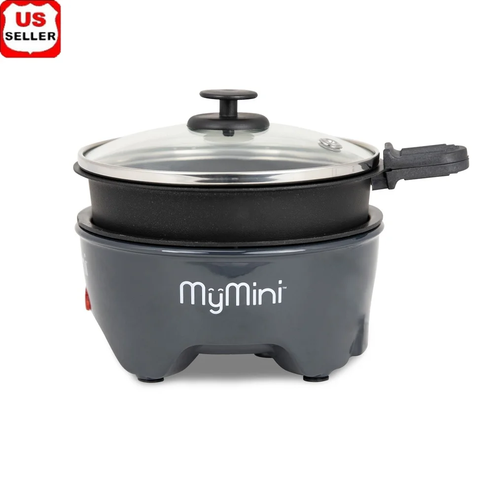 Sartén eléctrica para cocinar fideos de 5 pulgadas, olla caliente compacta, ligera, superficie de cocción antiadherente, mango de tacto frío, Ideal para dormitorios, vehículos recreativos