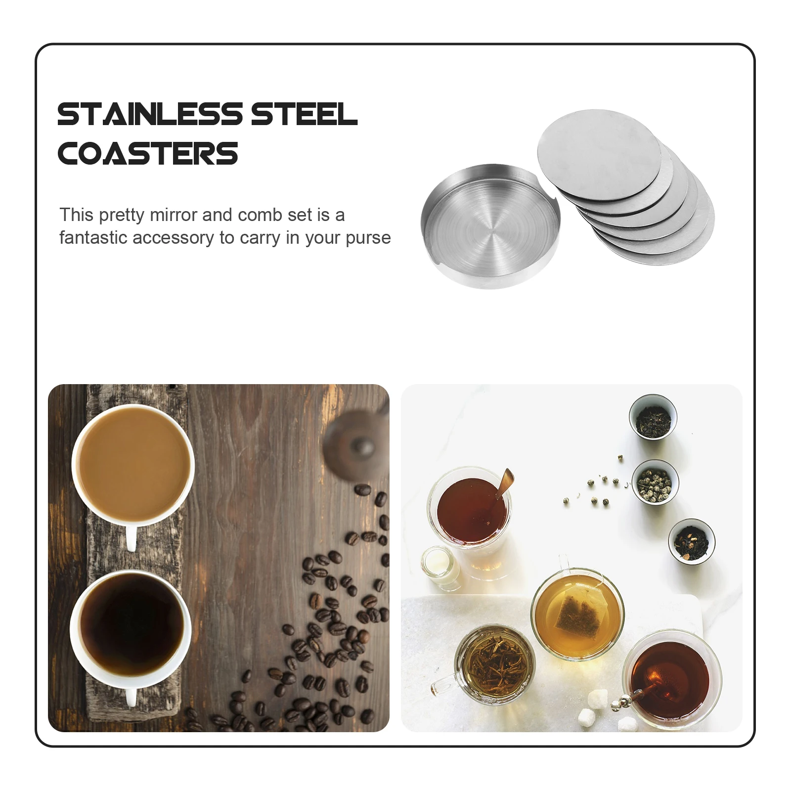 1 set 1 Set Stainless Steel Bowl Pads Table Mats Coaster Holder Silver Round Wear-Resistant Insulated Mats Rust-Proof