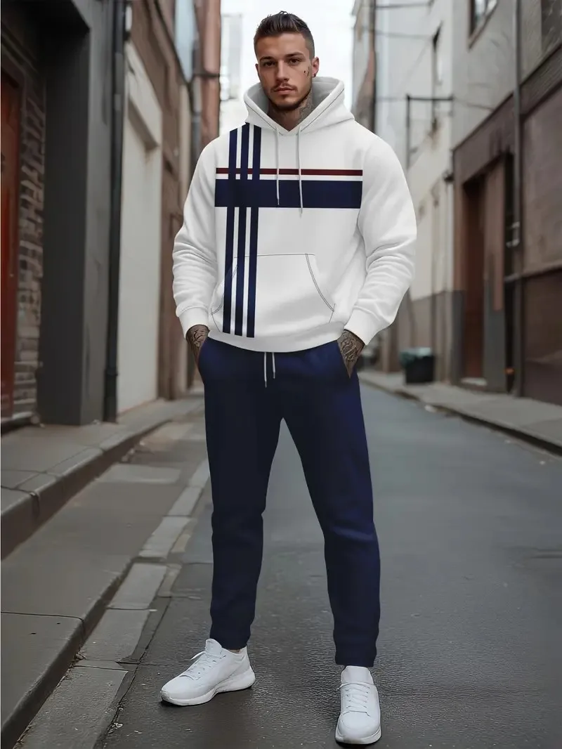 

The new men's sweatshirt set for Spring and Autumn 2025 is skin-friendly soft casual and simple with striped prints