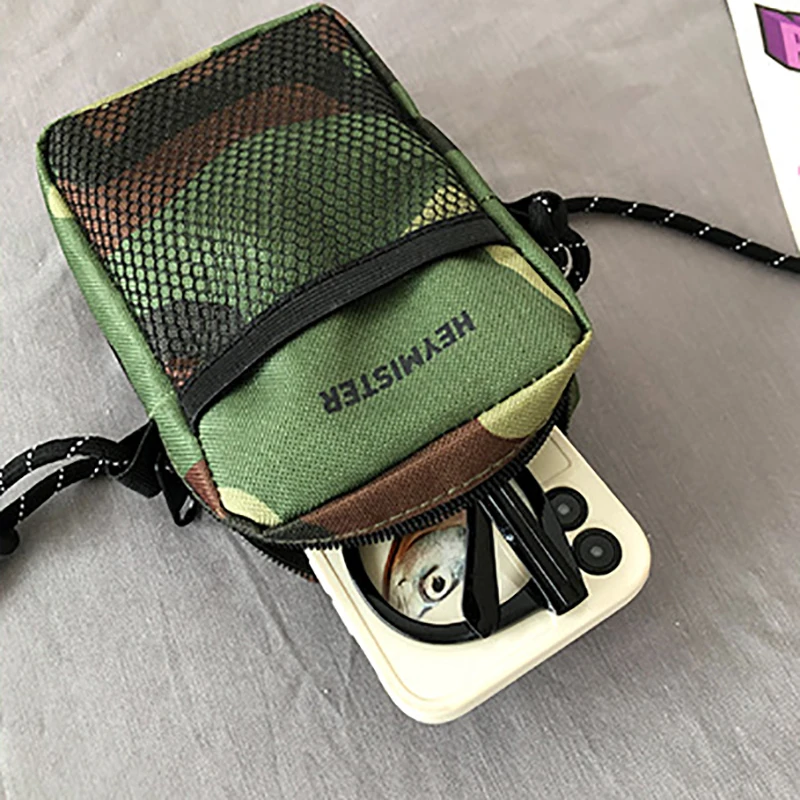 Bolso de hombro de tela Oxford para mujer, cartera pequeña, Mini monedero para teléfono móvil, paquete de cintura al aire libre con mosquetón