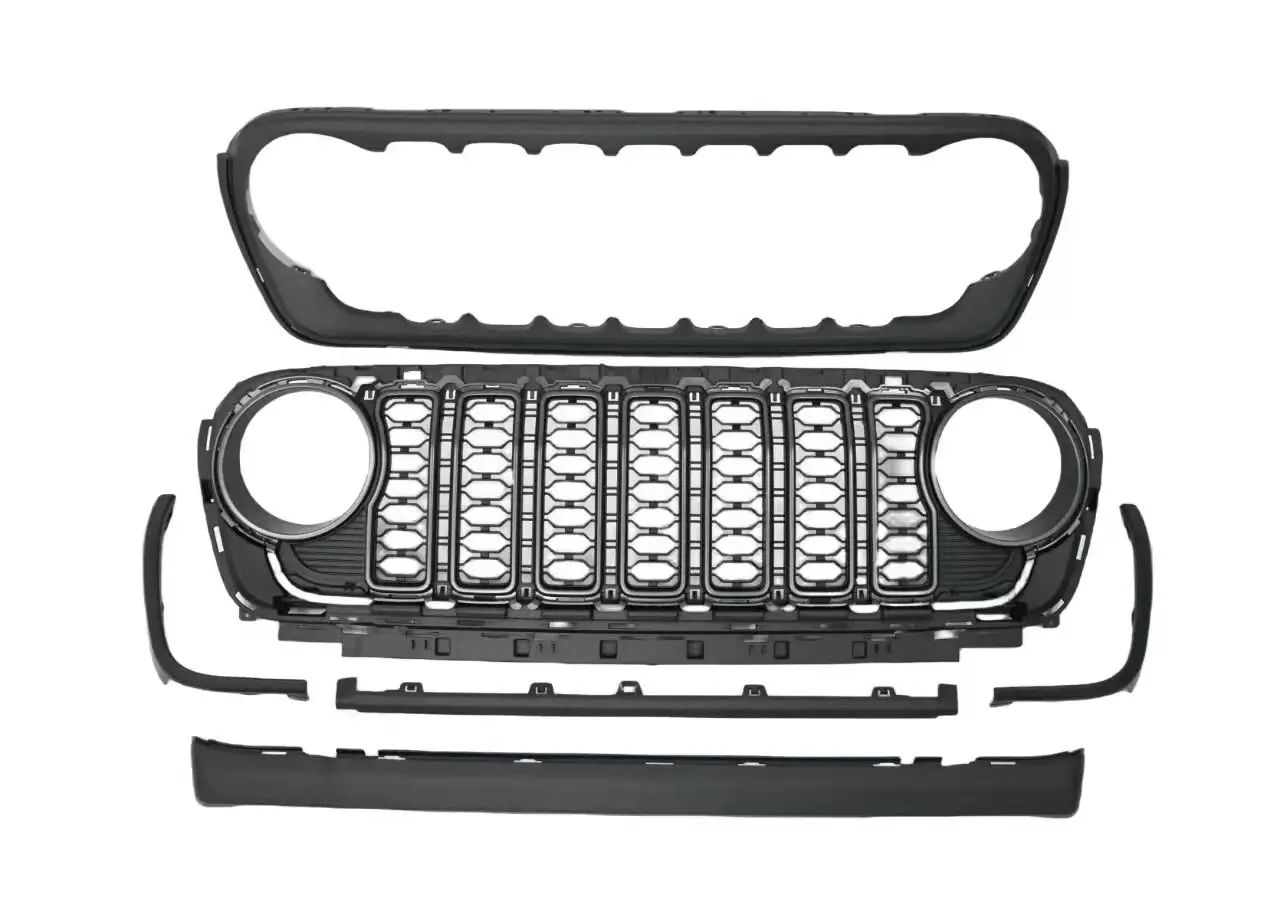 Black Front Grille Car Grills for Jeep Wrangler JL 2018-2022 LANTSUN JL1300