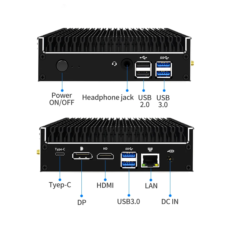 Intel Core I3-8130U Quad Cores 6USB Firewall Mini Pc Mini Computer Fanless Pc Windows 10 Pro Desktop USB3.0 Htpc Minip