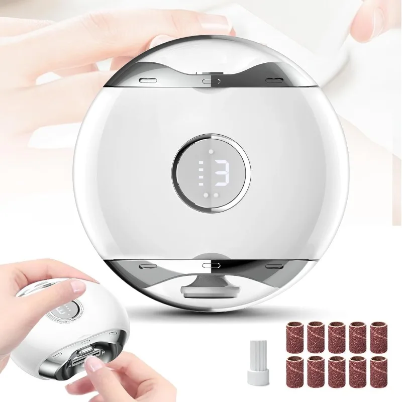 

3 in 1 Automatic Electric Mini Nail Trimmer and Polish File Rechargeable 3 Speeds 360 Safety Fingernail Clipper with LED Light