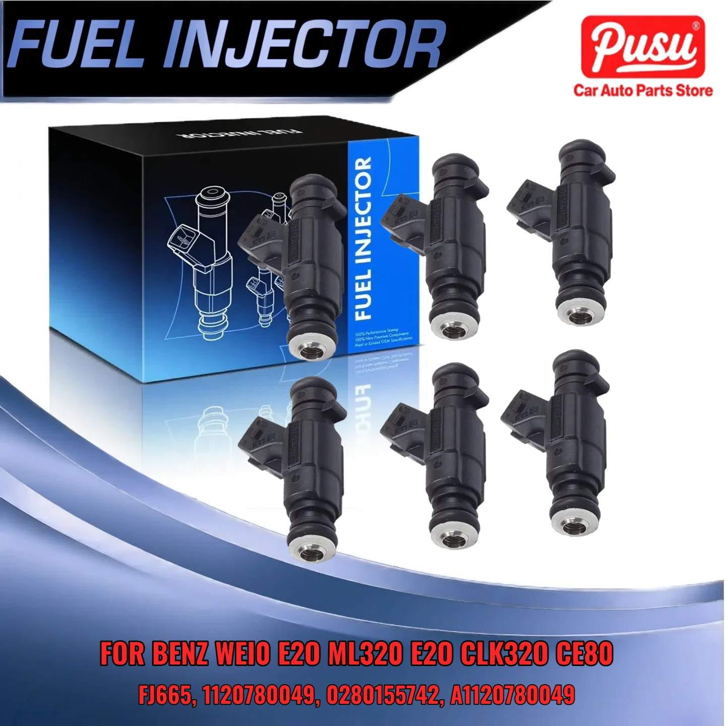 

For Mercedes Benz C280 6PCS Fuel Injector Set W202 W208 W210 W163 1120780049