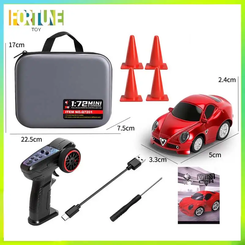 

Q7201 1:72 Mini Rc Car 2.4g Fully Proportional 3 Speed Adjustable Led Gyro Ambient Lights Desktop Kids Toy With Traffic Cones