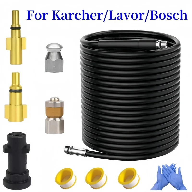 

Sewer Drainage Cleaning Hose, High-Pressure Hose Sewer Cleaning Kit, High-Pressure Cleaning Machine Nozzle, For Karcher/Lavor