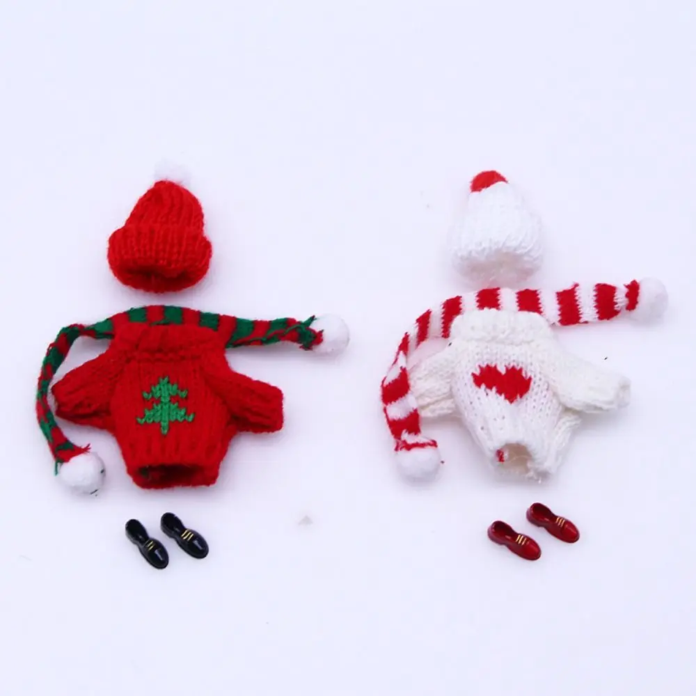 1/12 Pop Trui Sjaal Hoed Breiwol Pop Accessoires Mini Kerst Caps Kerst Ornament Veelkleurig