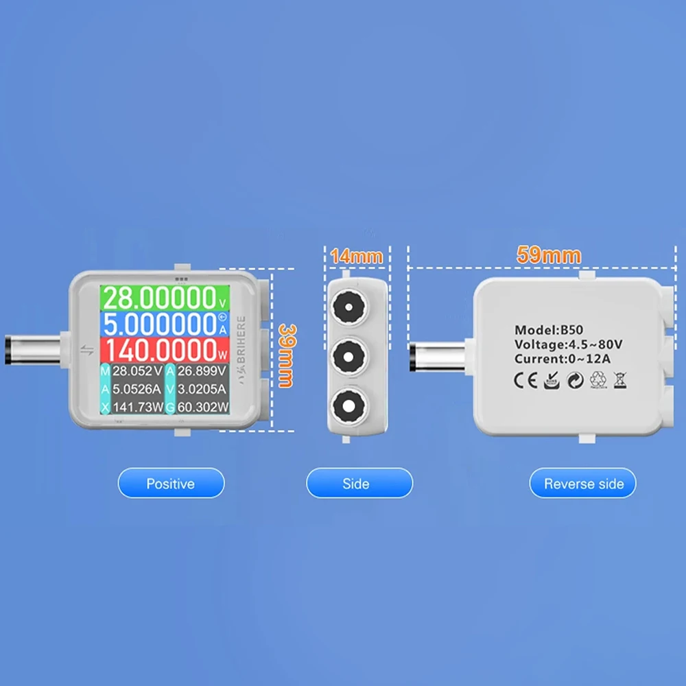 B50 DC 4,5–80 V 0–6 A 0–600 W Hochpräzises digitales Spannungs-, Strom- und Leistungsmessgerät DC5.5 Tester 5517/5521/5525 Multimeter – Detail 15