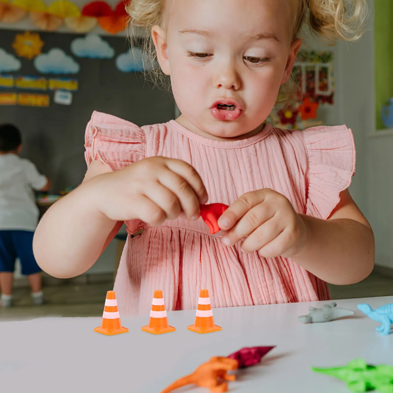 1 Set Kids Road Cones Mini Traffic Cones Miniatures Traffic Road Cones Roadblock Models Kindergarten Teaching Traffic Sign Road